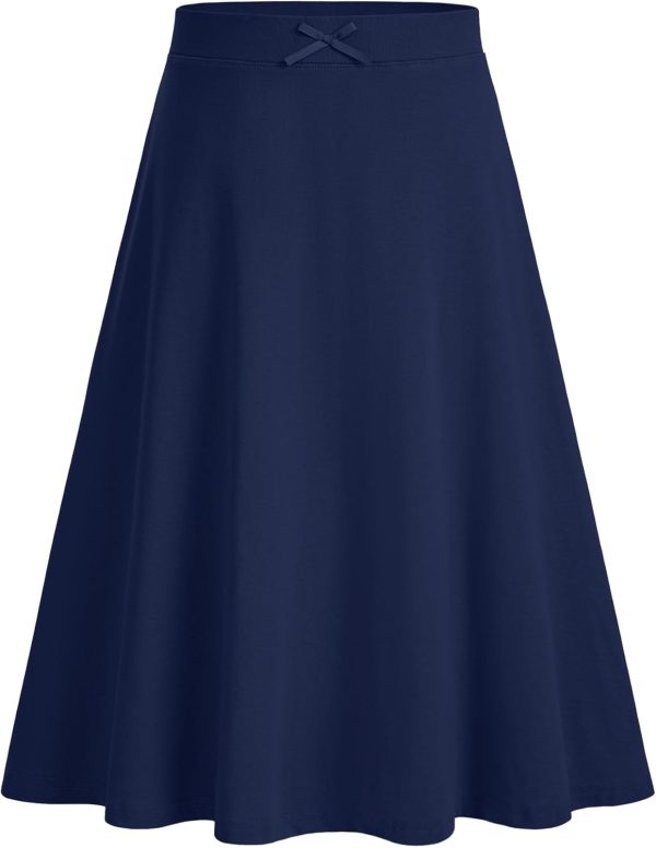 Girls Skirts Kids A-Line Long Skirts Solid Uniform Skirts for Teen Girls