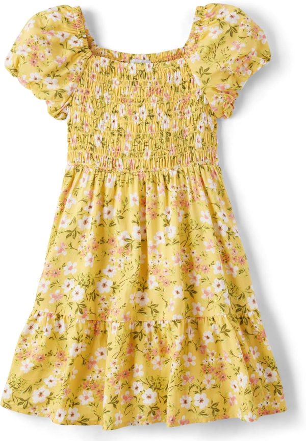 girls Floral Smocked Babydoll Dress