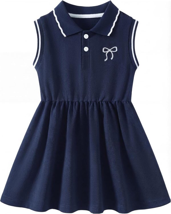 Girls Summer Dress Little Girl Clothes Sporty Polo Dresses Toddler Kids Causal Sleeveless Outfits 4-12Y